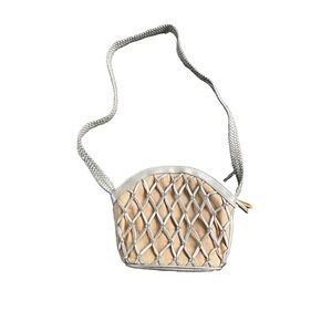 Tianni Mesh Woven Shoulder Handbag, Braided Straps. Pre-owned Silver Crossbody